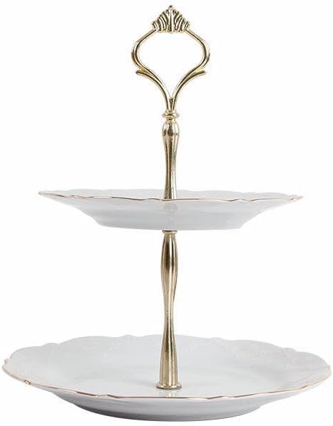 Queen Altın Yaldız 2 Katlı Kurabiye Tabağı 21cm