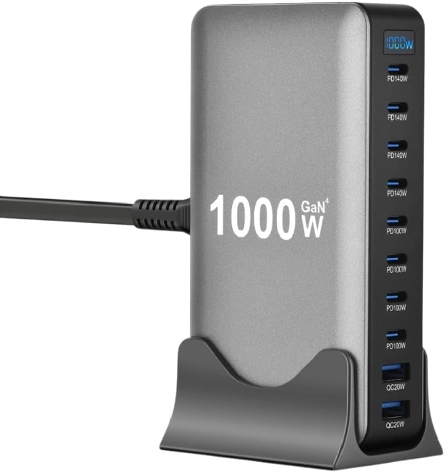 Go Des GD-B961 GaN Teknolojili 10 Portlu Masaüstü Şarj İstasyonu 1000W Şarj Adaptörü