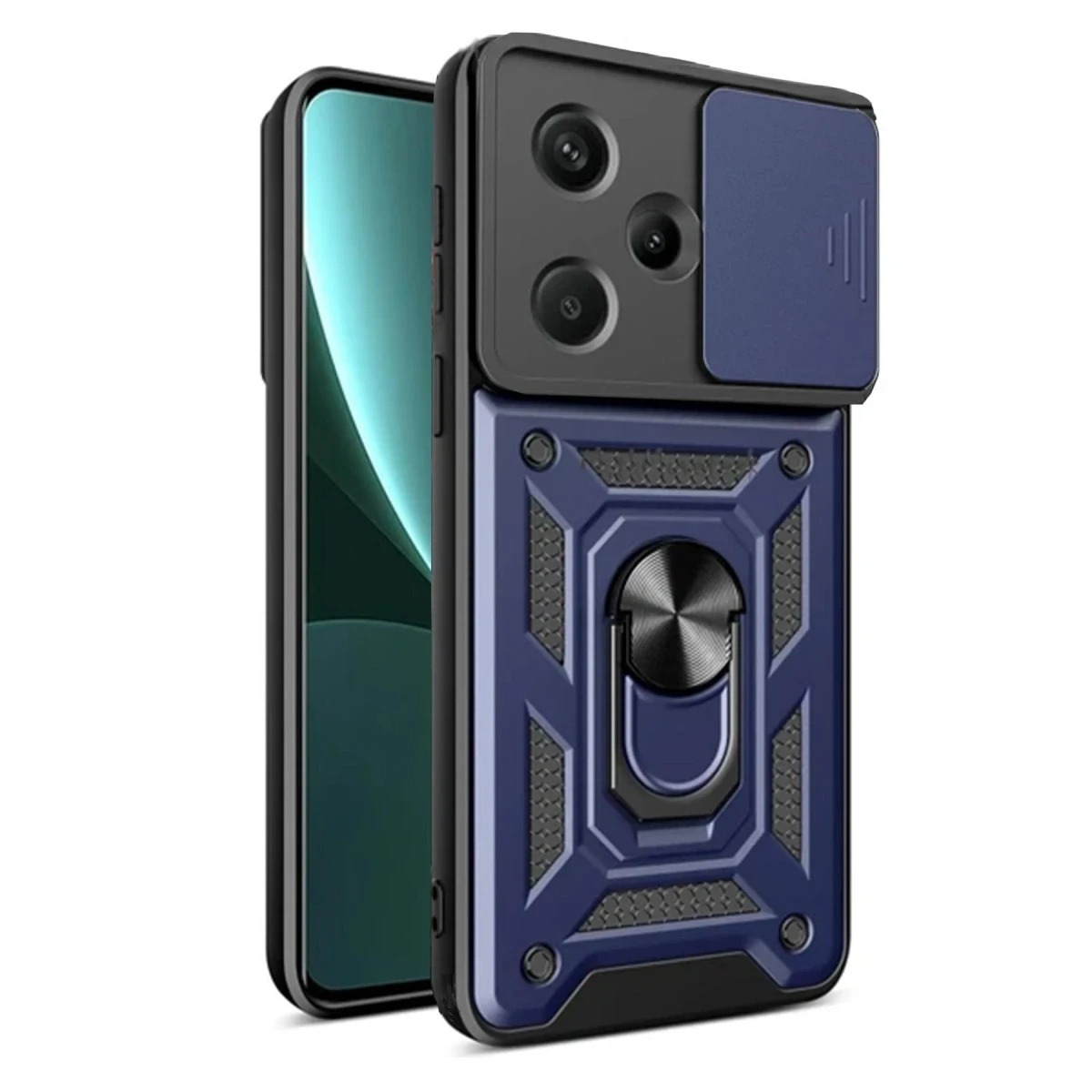 Xiaomi Redmi Note 13 Pro Plus Kılıf Pars Lens Yüzüklü Silikon - Lacivert