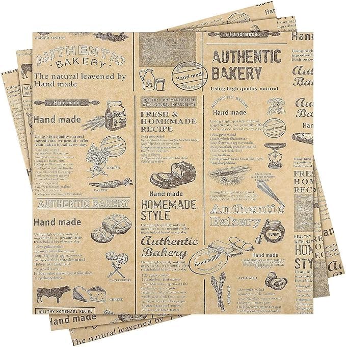 Vintage Baskılı Gıda Sunum Kağıdı – Hamburger, Sandviç, Patates, Tost ve Atıştırmalık Servis Kağıdı, Kafe Restoran Sunum ve Paketleme Kağıdı