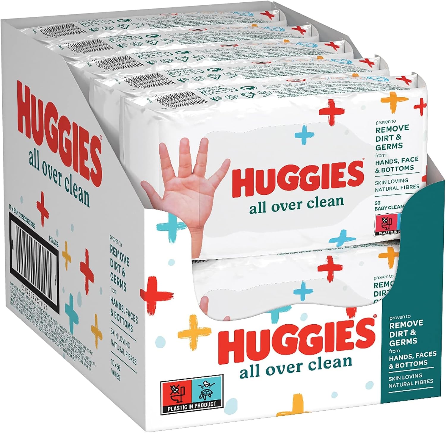 All Over Clean Bebek Islak Mendil 56 Adet - 10'lu Paket (10 x 56 Paket, Toplam 560 Mendil) (Yüz, El ve Fundulet için güvenli)
