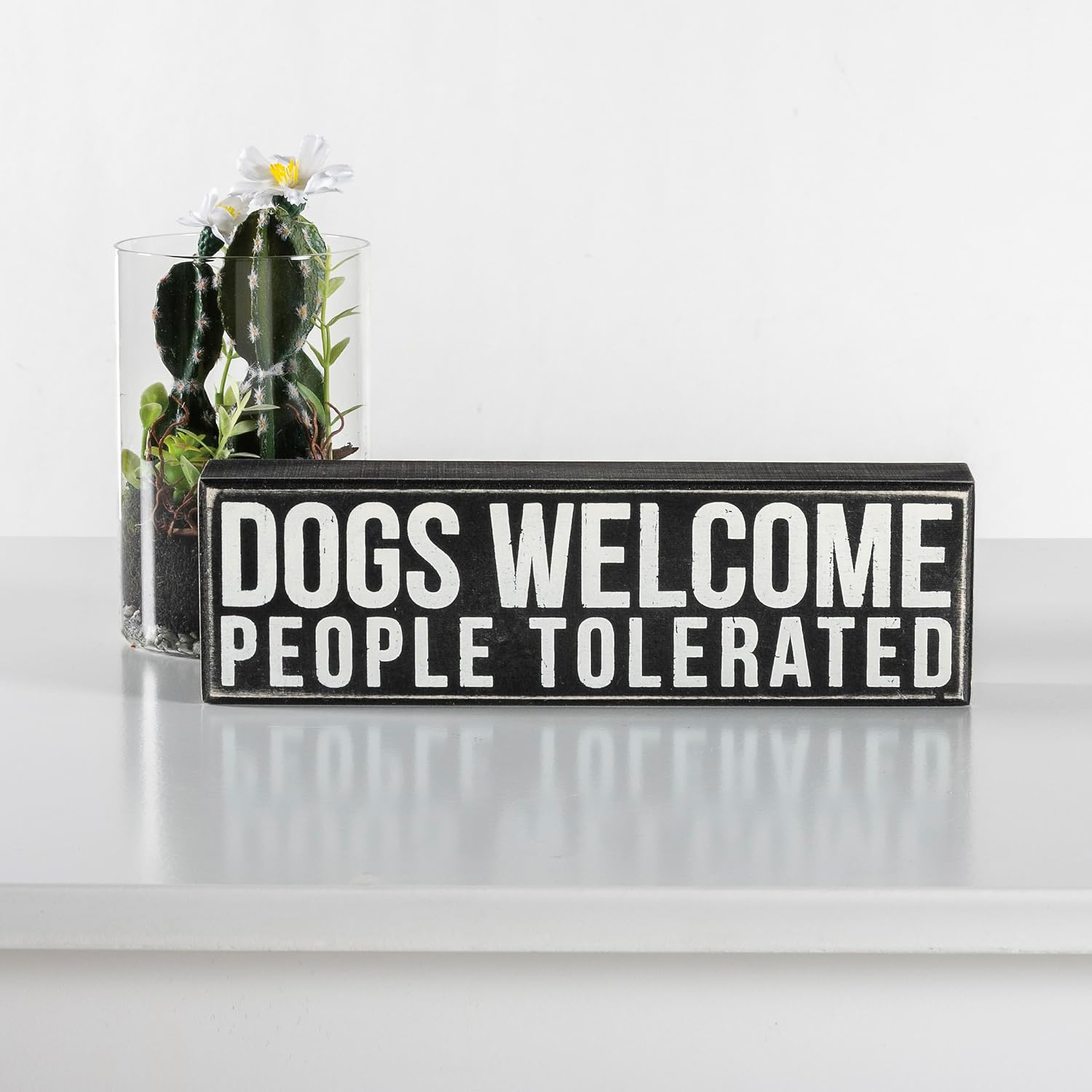 19133 Kelime Kutusu İşareti, 10x3, Dogs Welcome, Siyah
