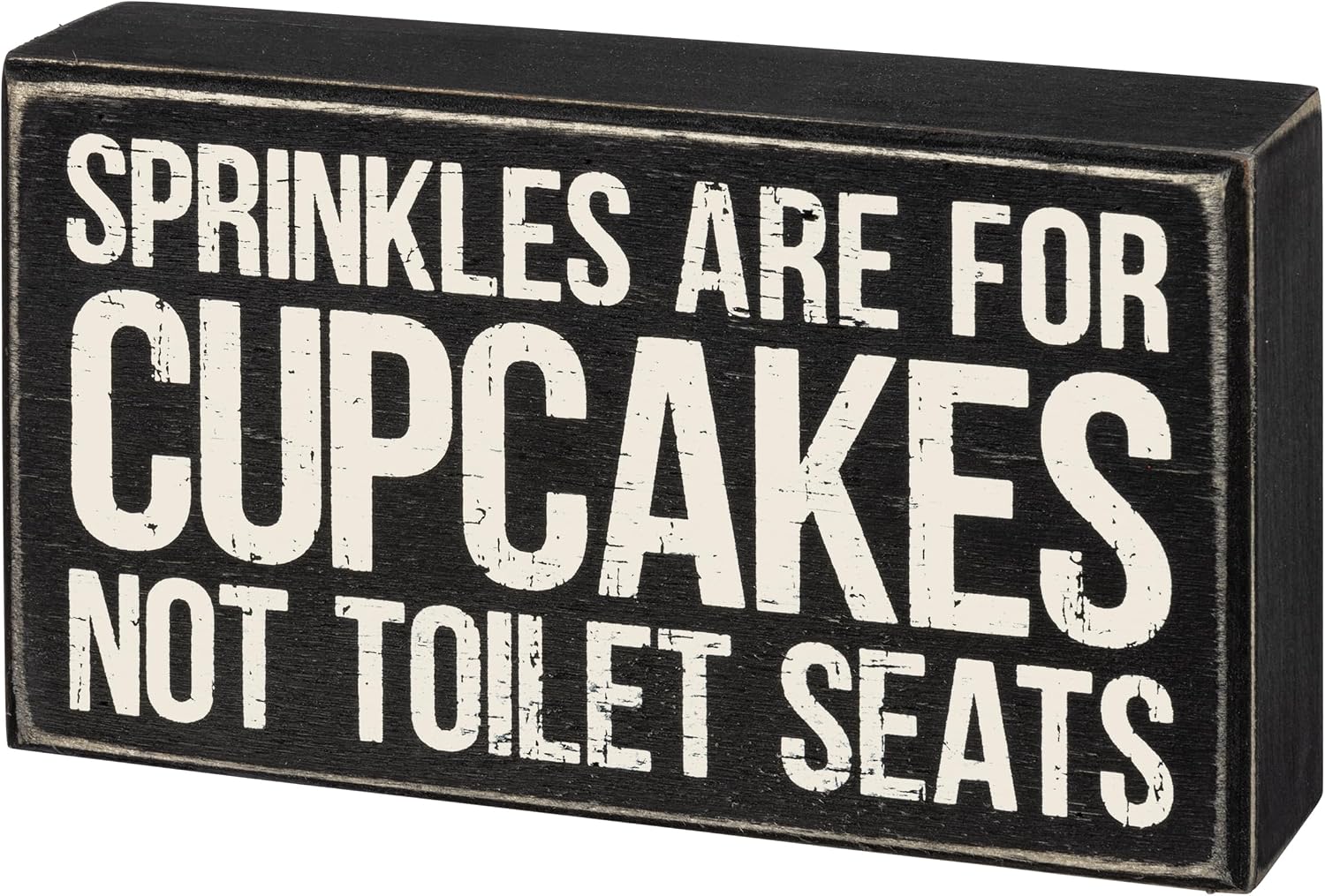 Kutu İşareti - Sprinkles are for Cupcakes Not Tuvalet Oturağı - Ahşap, 17,7 x 10,75 cm