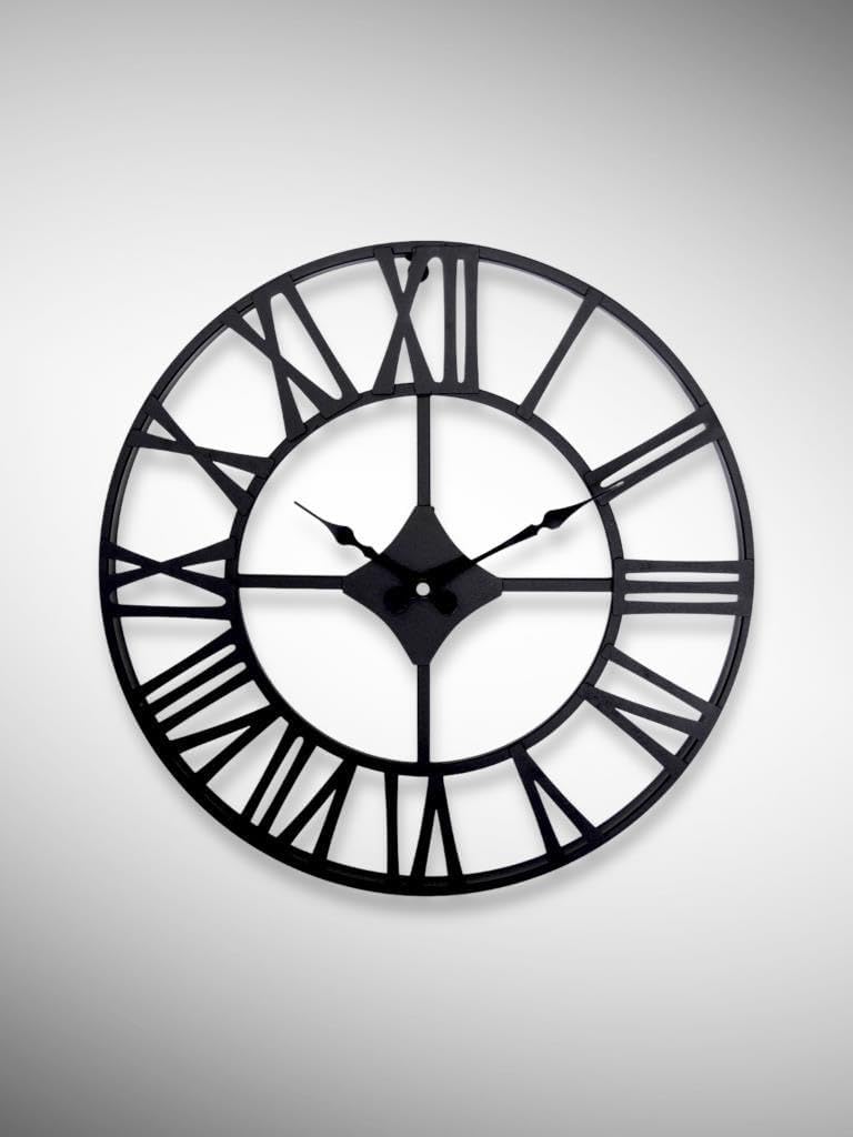 DM30 Serisi Roma Rakamlı Metal Duvar Saati Siyah 30 CM