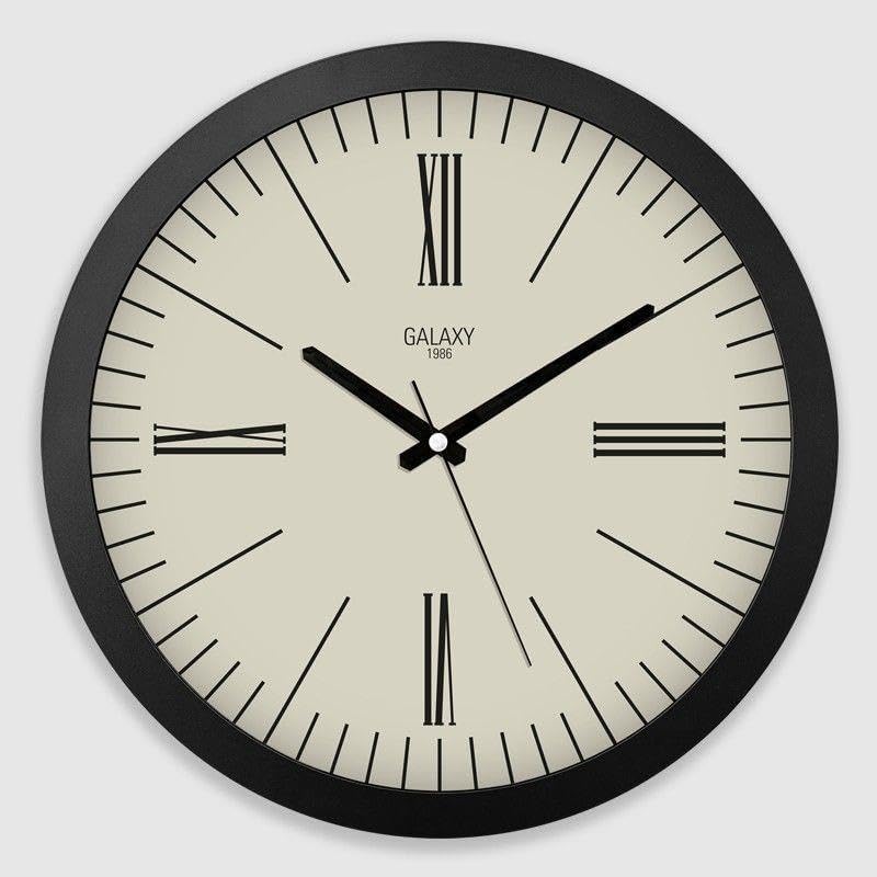 Premium Serisi Roma Rakamlı Modern Kadranlı Duvar Saati 35 cm Siyah