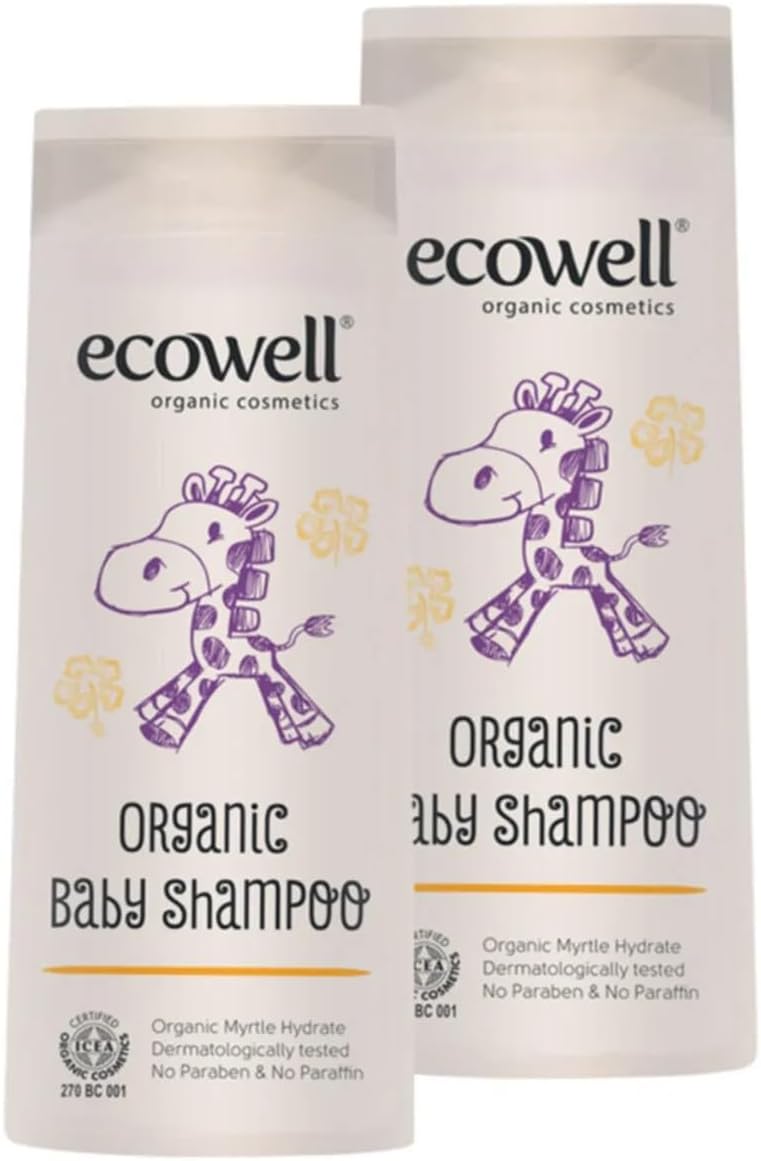 Bebek Saç & Vücut Şampuanı Set, Organik & Vegan Sertifikalı, Parabensiz Doğal Konak Önleyici 2x300ml