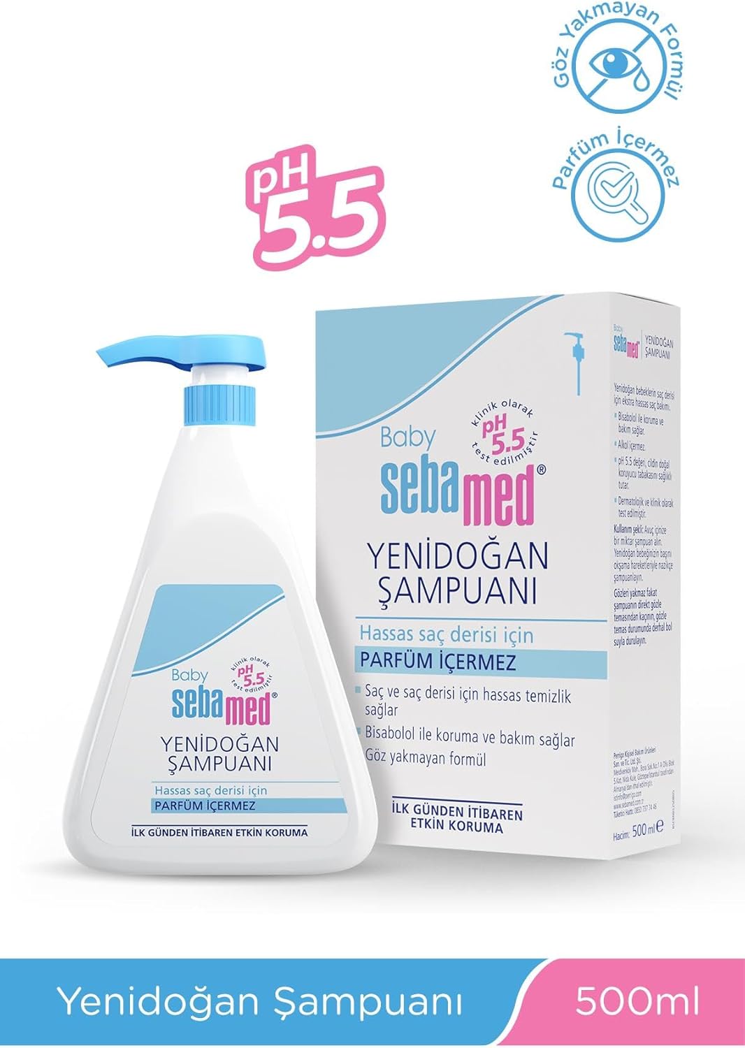 Baby pH 5.5 Bisabolol İçerikli Koruma ve Bakım Sağlayan Yenidoğan Bebek Şampuanı 500 ml