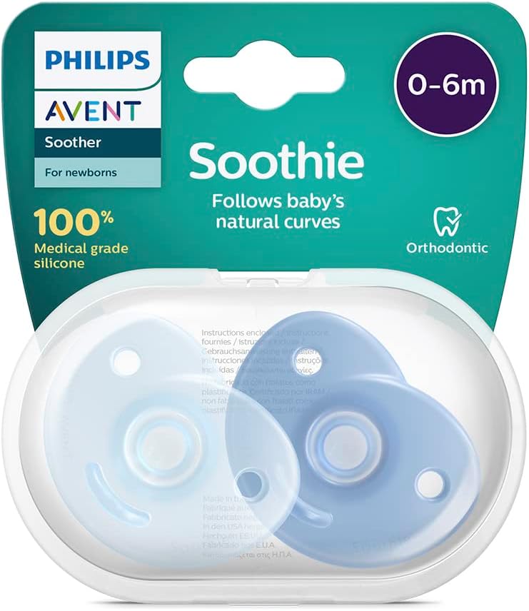 Philips Soothie Emzik, 0‑6 Ay Erkek Bebekler için, 2’li Paket, Ortodontik Silikon, BPA İçermez, Tek Parça Tasarım, Hastane Onaylı, Taşıma Kutulu, SCF099/21