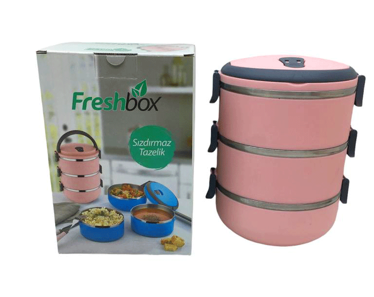 Açık Pembe 3LÜ Sefer Tası Saklama Kabı 1.8LT