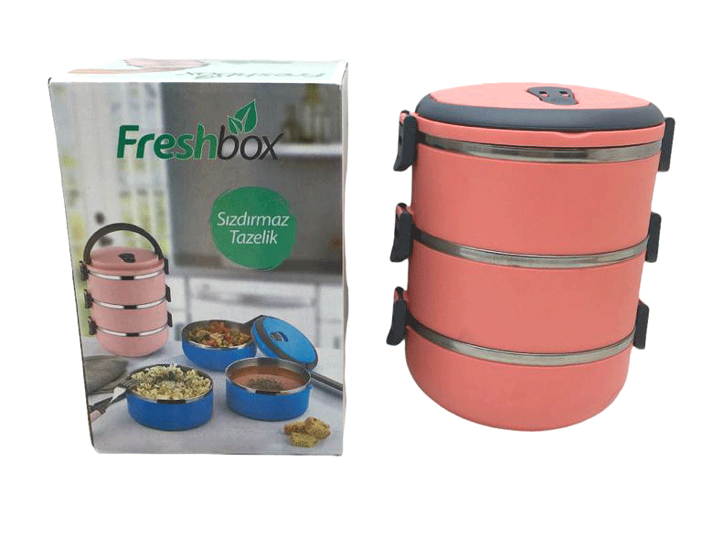 Koyu Pembe 3LÜ Sefer Tası Saklama Kabı 1.8LT
