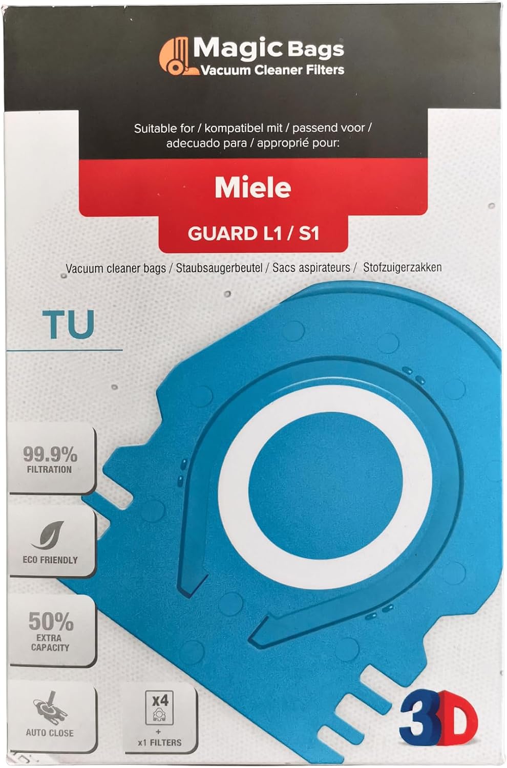 Miele Uyumlu TU Guard L1 - Guard S1 - CO Guard M1 Toz Torbası ve Mikro Filtre | 12557060