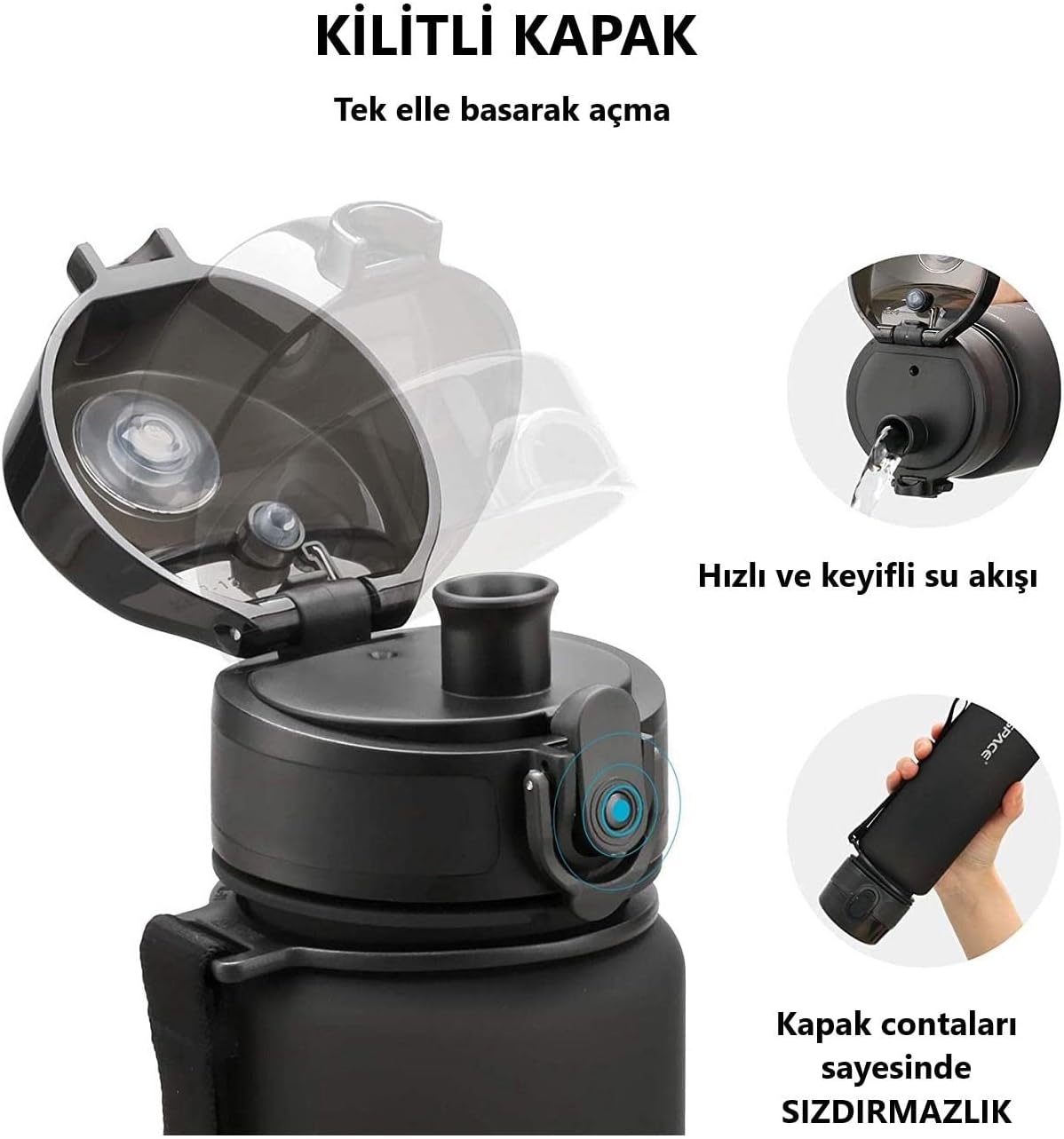 500 ml Tritan Su Matarası 13 farklı Renk Softtouch