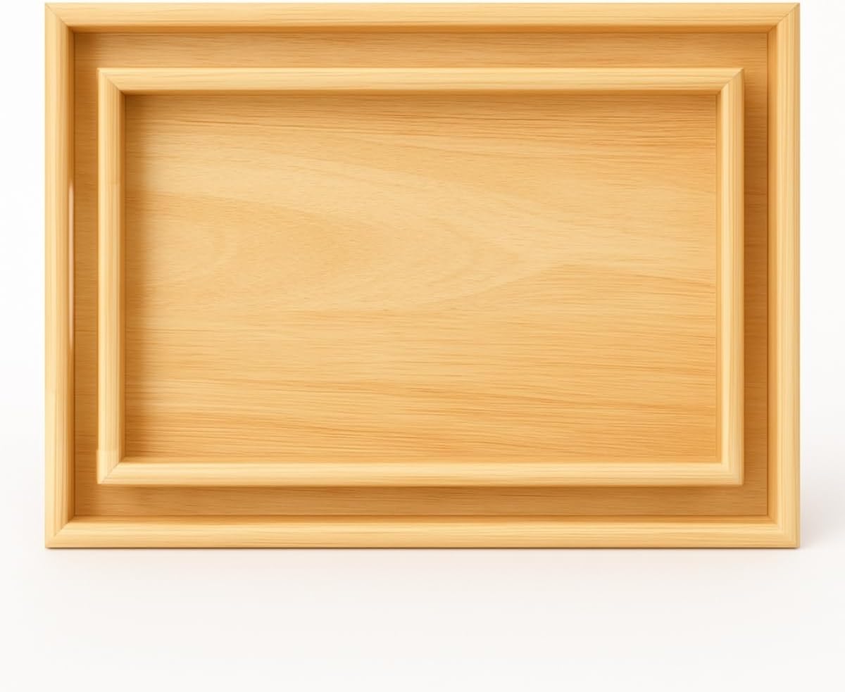 Doğal Bambu 2’li Ahşap Tepsi Seti | Büyük 40×30 cm – Küçük 35×25 cm | Servis, Kahvaltı, Sunum ve Dekor Tepsisi | Dayanıklı, Sağlam, Şık Tasarım