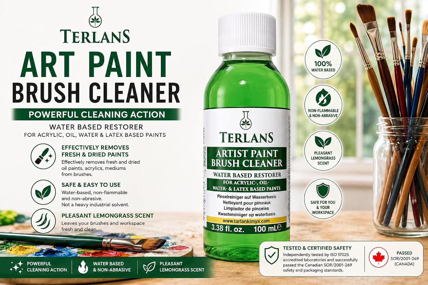 Sanatsal Boya ve Fırça Temizleyici 100 ml - Yağlı ve Akrilik Boya Temizleyici - Artist Brush Cleaner