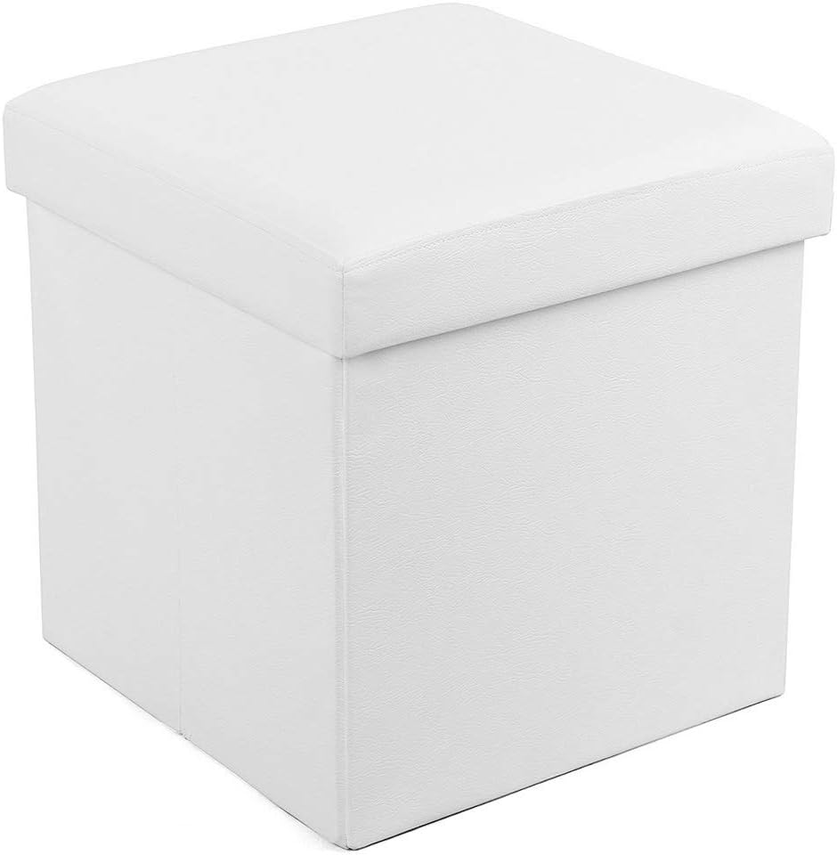 Depolama Alanlı Tabure, 300 kg'a Kadar Dayanıklı, Beyaz, 38 x 38 x 38 cm, LSF103