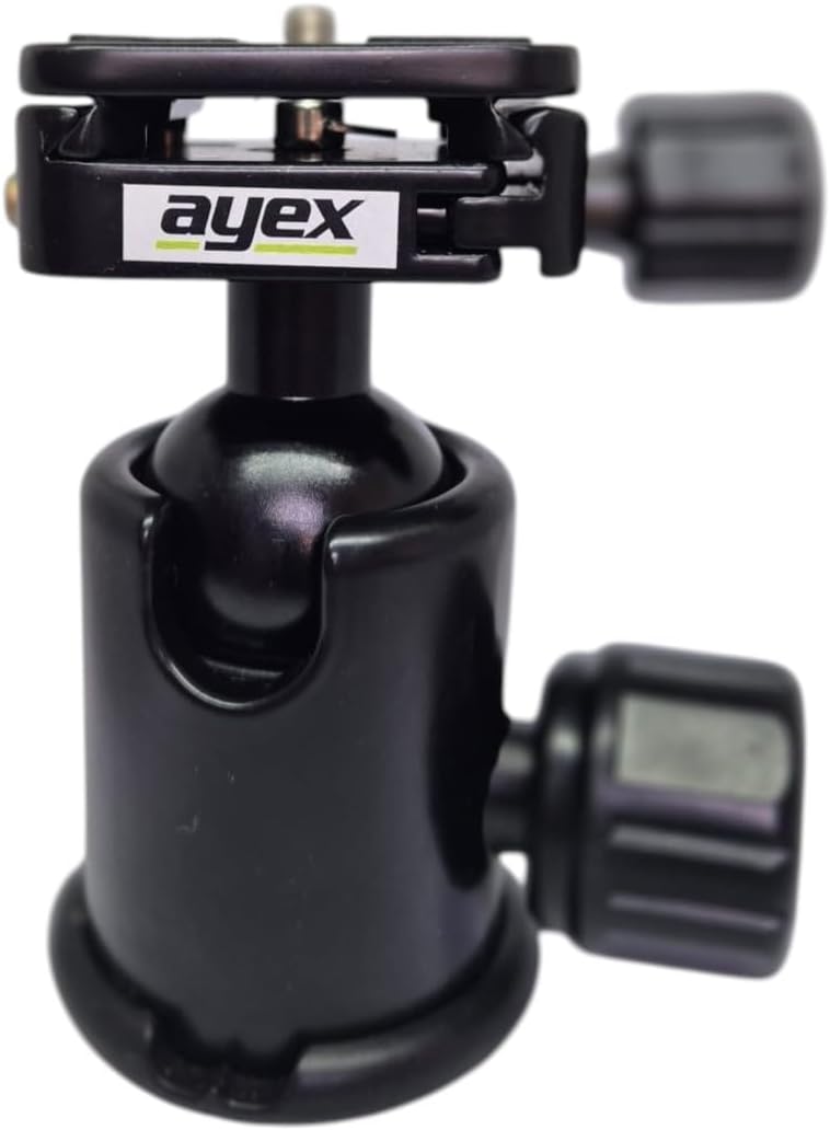 KH-02 Ball Head Tripod Kafa, 360° Pan Tilt, 10kg Taşıma Kapasiteli, 1/4" Vida Uyumlu, Hızlı Bağlantı Plakalı Metal Kamera Kafası