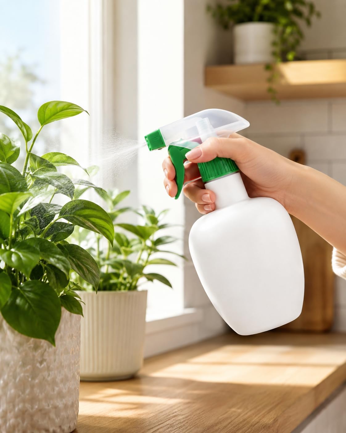 Boş Sprey Şişesi 500 ml - Çok Amaçlı Plastik Fısfıs Şişe, Ayarlanabilir Başlıklı Bitki ve Çiçek Sulama Pompası, Temizlik ve Dezenfektan Şişesi, Elma Tasarım
