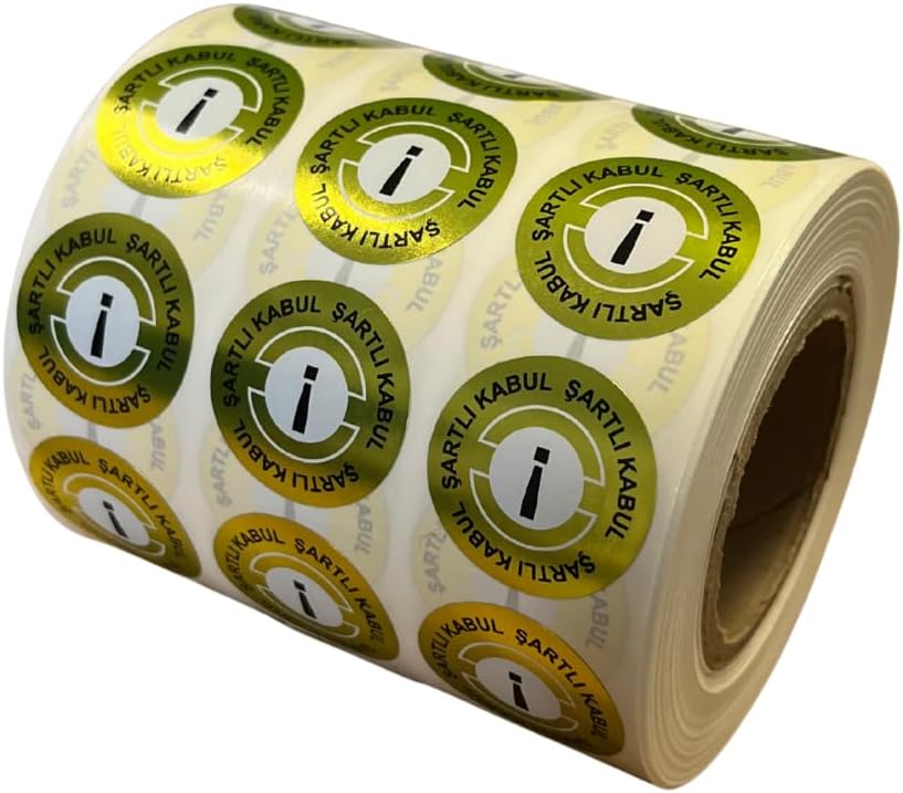 PP Metalize Kalite Kontrol Şartlı Kabul Etiketi 25mm Çap 2500 Adet Yan Yana 3 lü