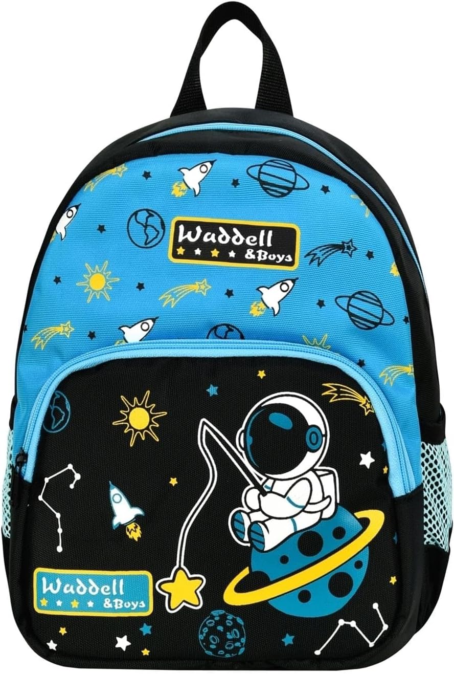 Astronot Ortopedik Anaokulu Sırt Çantası, Uzay Temalı, Mavi-Siyah