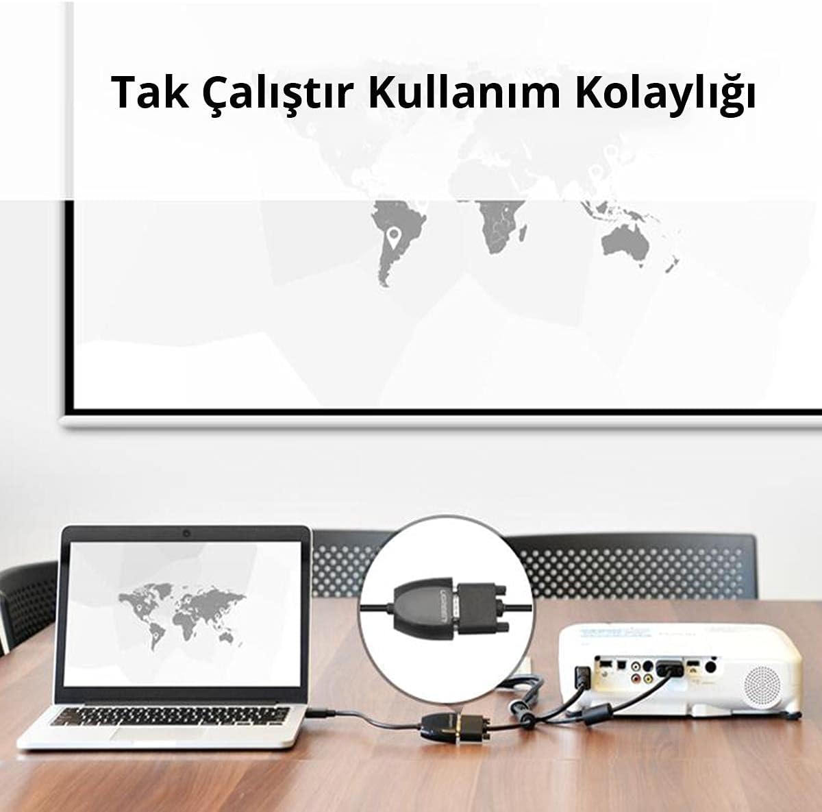 HDMI to VGA Dişi Çevirici Adaptör Siyah