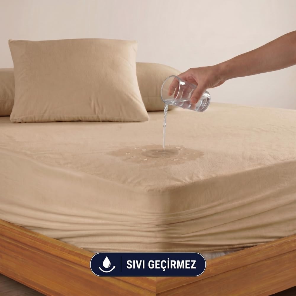 Kahverengi Sıvı Geçirmez Alez - Tek-Çift Kişilik Alez - Mikrofiber Kumaş - Fitted(Yatağı Saran) Alez - Yatak Koruyucu Alez-Çarşaf(200x200)