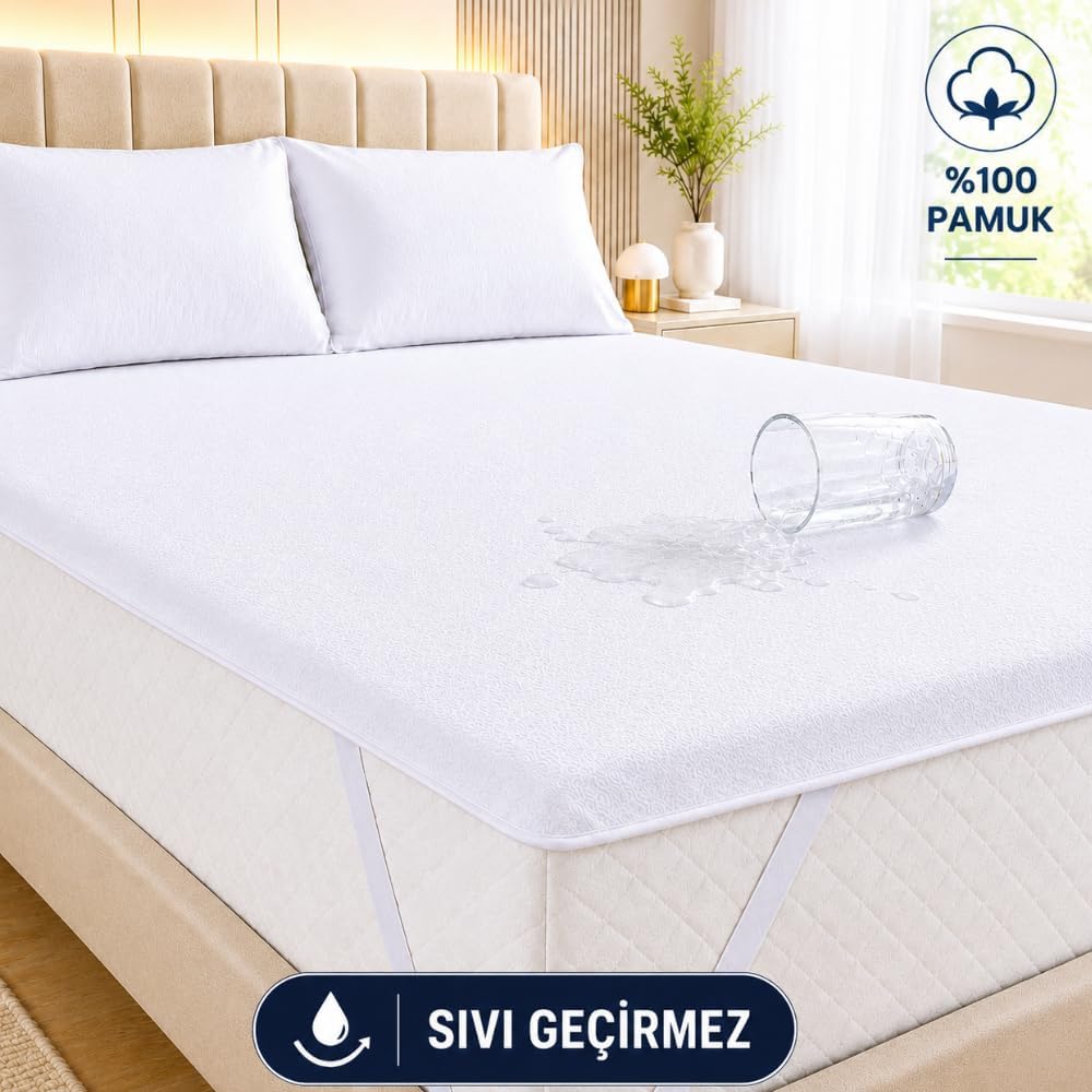 %100 Pamuk Su Sıvı Geçirmez Köşe Lastikli Alez Tek Çift Bebek Park Yatak Koruyucu Alez (100 x 200)