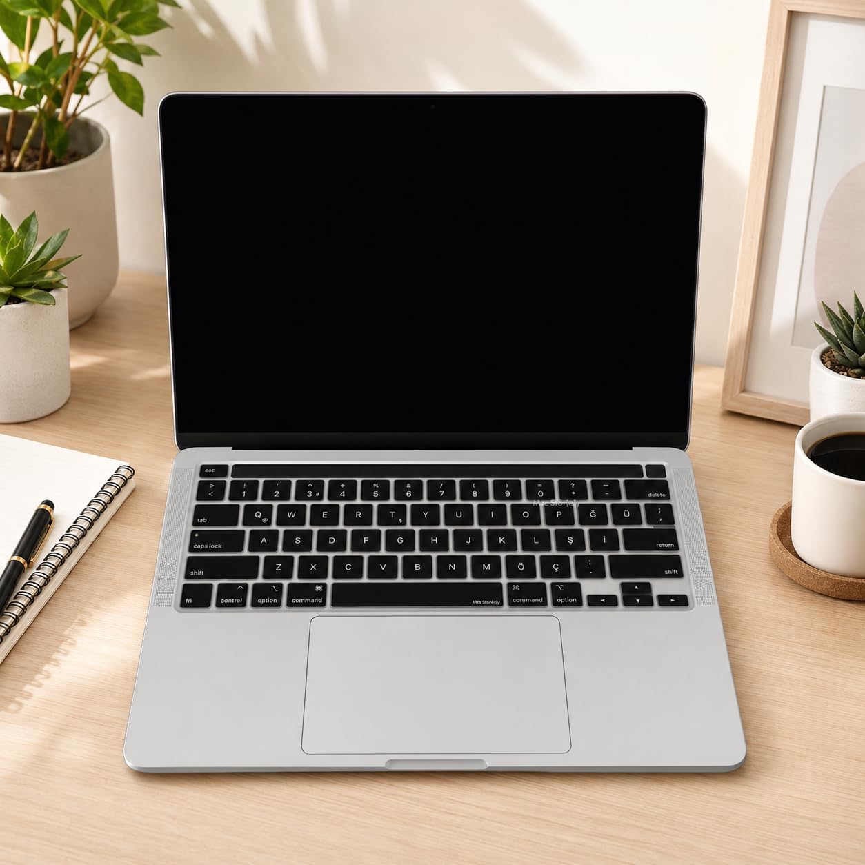MacBook Klavye Koruyucu Türkçe Q Çeviri A2338 M1 M2 13 inç A2251 A2289 A2141 16 inç US ANSI Düz Enter Silikon Keyboard Cover Siyah