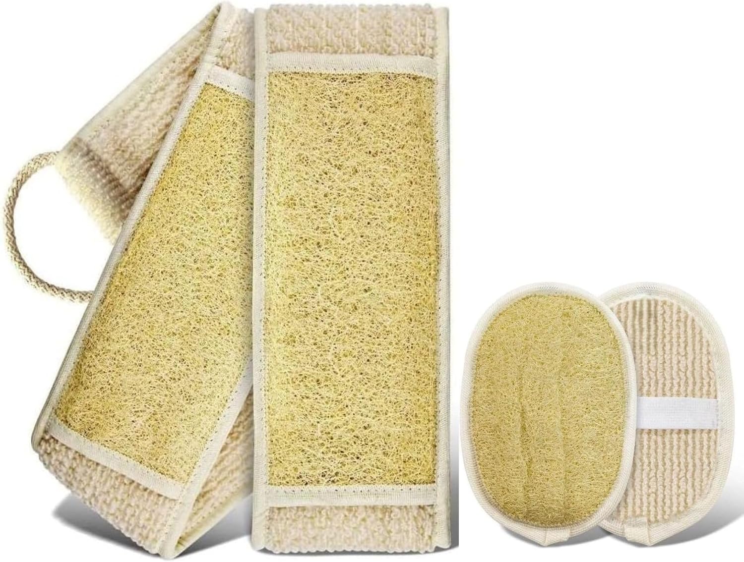 Doğal Kabak Lifi 2'li Set, Sırt Kesesi ve Oval Banyo Lifi, Çift Taraflı