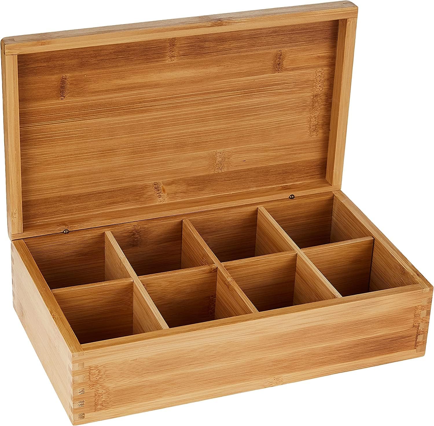 8 Bölmeli Bambu Ahşap Çay Kutusu, 12-3/8 "x 7-3/8" x 3-3/5"