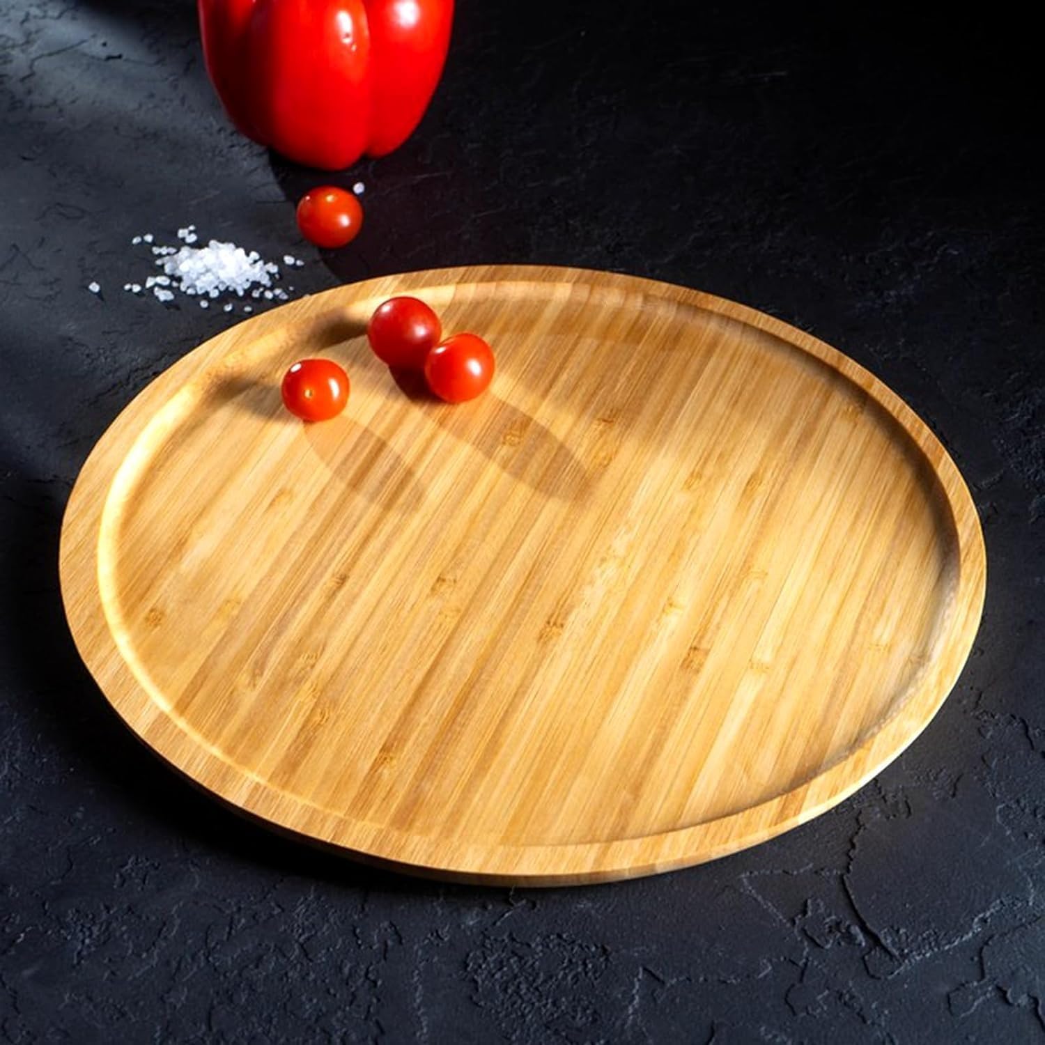 Bambu Lüx Yuvarlak Servis 25 * 25cm, Sunumluk & Çerezlik Sunum Tabağı