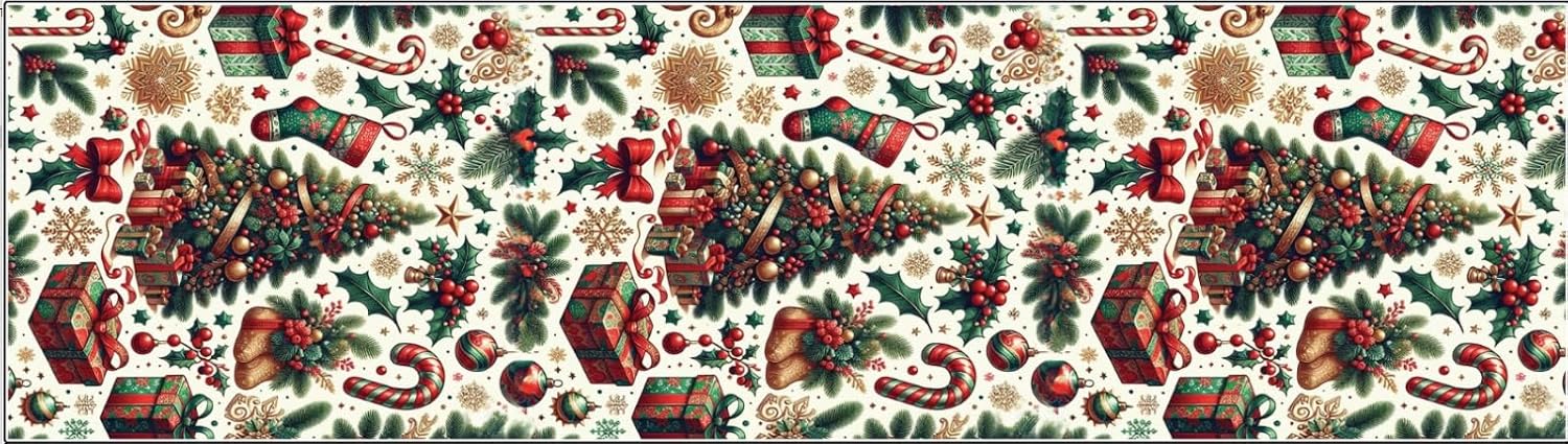Yılbaşı Temalı Dijital Baskılı Runner Örtüsü Christmas Karma 40x140 cm
