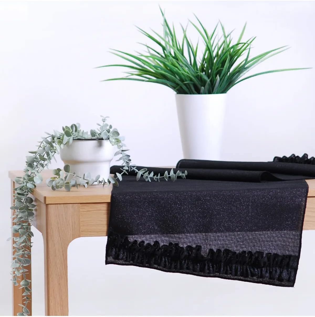 Simli Keten Runner Fırfırlı 45x150 Cm V0002074