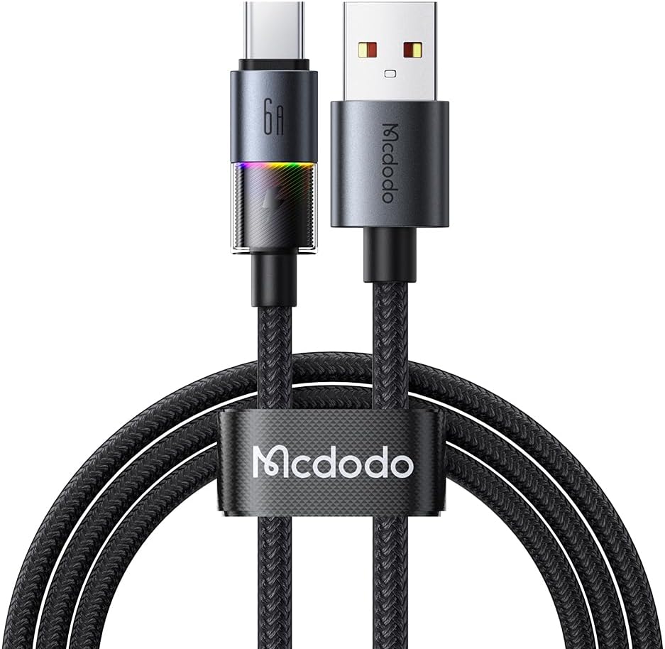 CA-8180 Usb Typec 6A 7 Renkli LED Işıklı Şarj Data Kablosu