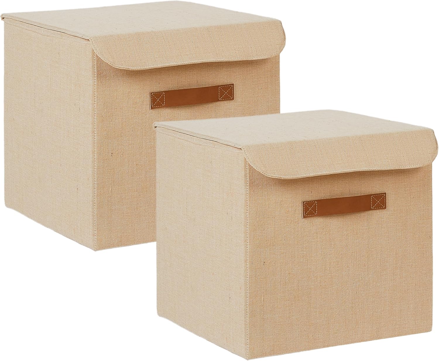 2'li Jüt Keten Kumaş Kutu Set 30 x 30 x 30 cm