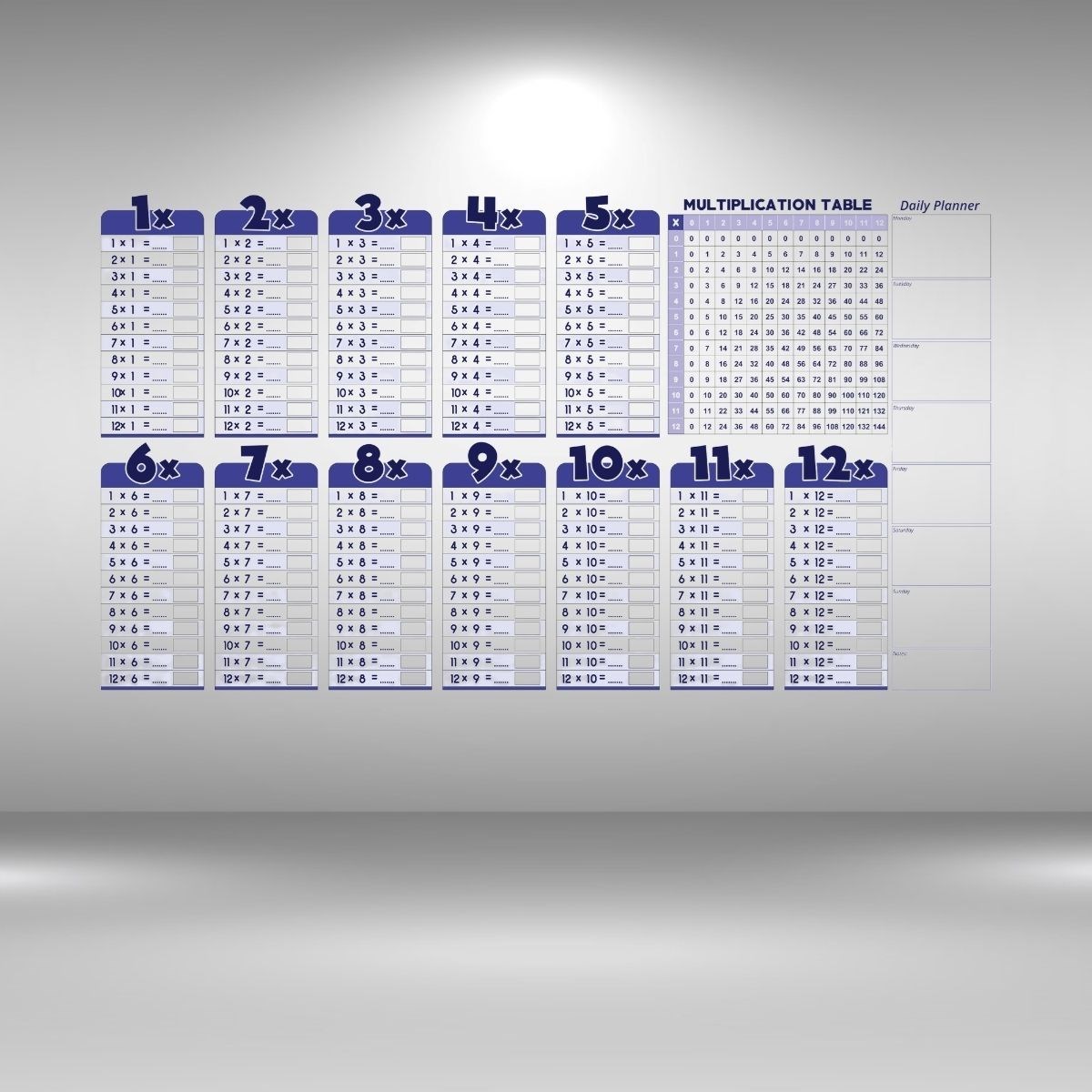Statik Akıllı Kağıt Ingilizce Çarpım Tablosu 100x56 Cm