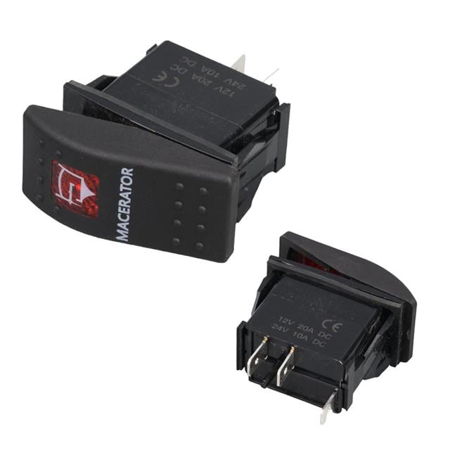 Macaratör Sembollü Işıklı 3 Pinli On-Off 12-24V Marin Switch