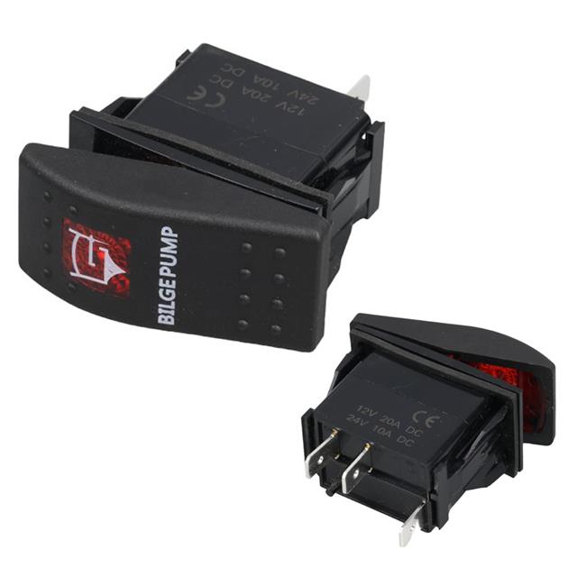 Sintine Pompa Sembollü Işıklı 3 Pinli On-Off 12-24V Marin Switch