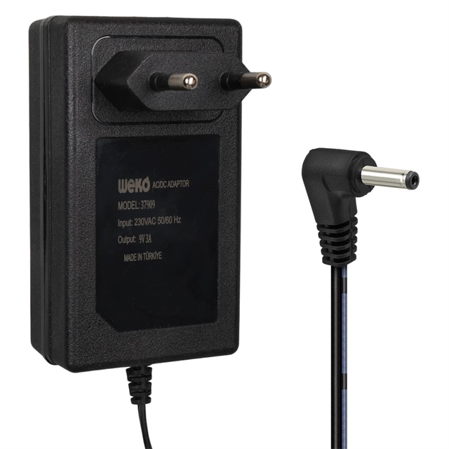 Weko WK-37909 9 Volt - 3 Amper 3.5*1.35 Mm Uçlu Yerli Üretim Priz Tipi Adaptör
