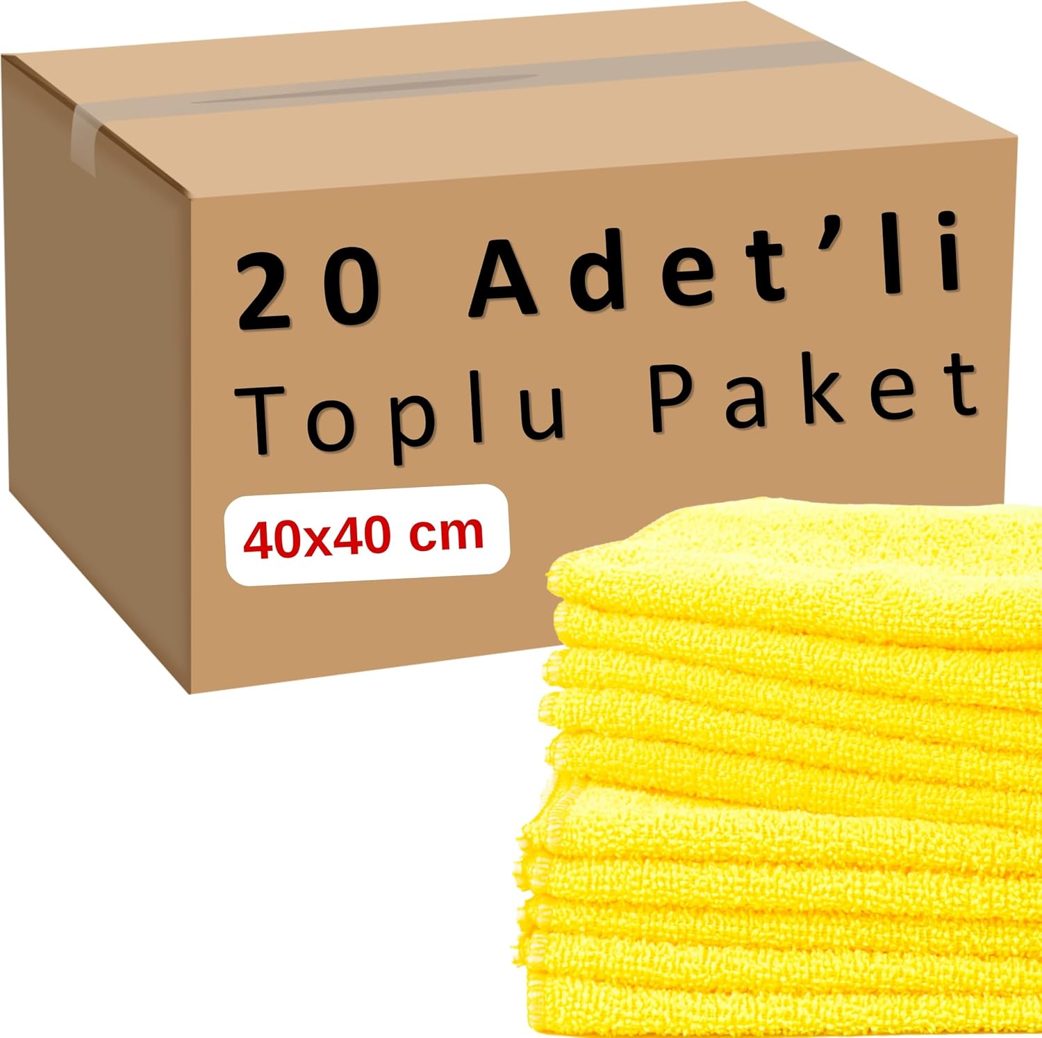 Toplu Paket 20-Adet Mikrofiber Bez Seti Sarı Renk, 40x40 cm 160 Gsm Emici Tüylenmez Çabuk Kurur Mikrofiber Temizlik Kuruluma Bezi, Dayanıklı Çok Amaçlı Kullanım Mikro Fiber Havlu