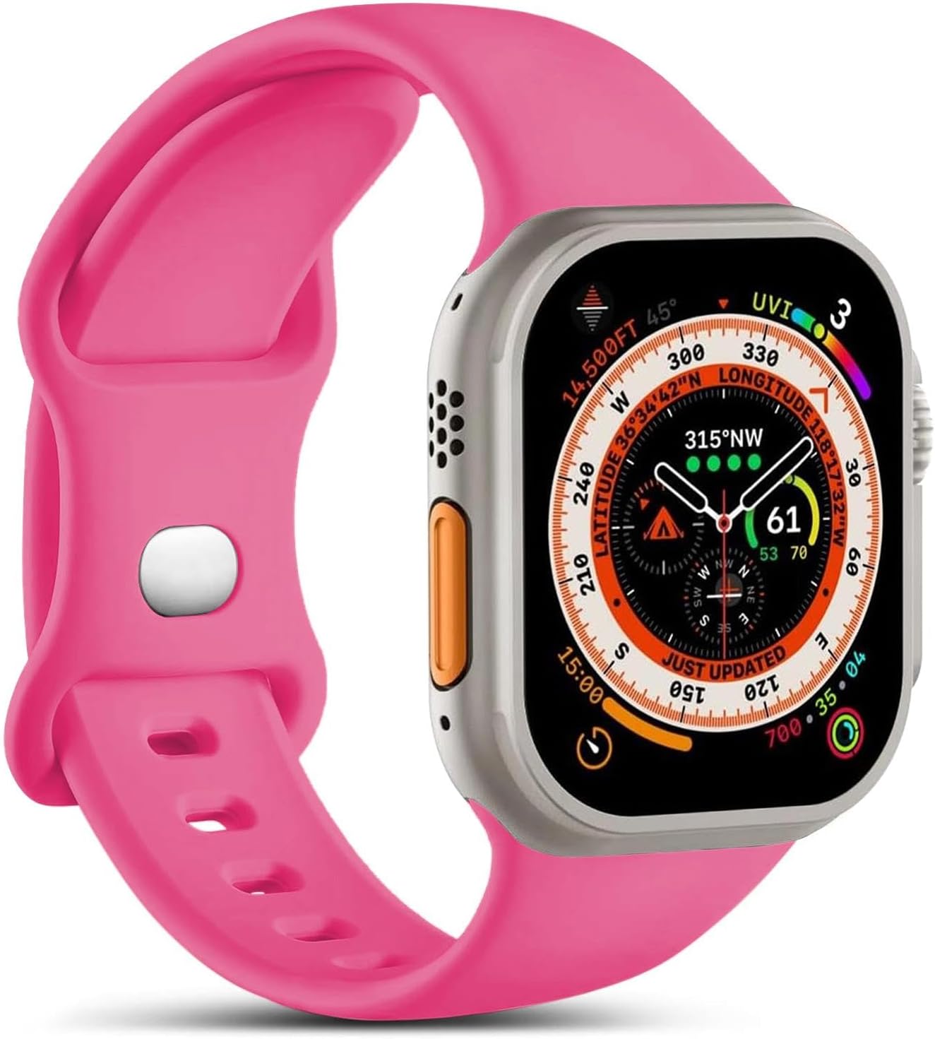 Apple Watch Series 7 41mm için Kordon ActiveFlex Wristband Koyu Pembe [Watch Series 7 41mm ile Uyumlu Kordon - Pembe]