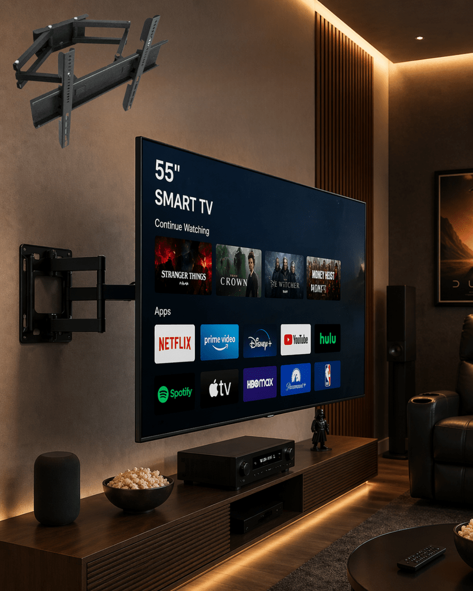 32 55 İnç Televizyon Askı Aparatı Duvara Monte Hareketli TV Tutucu