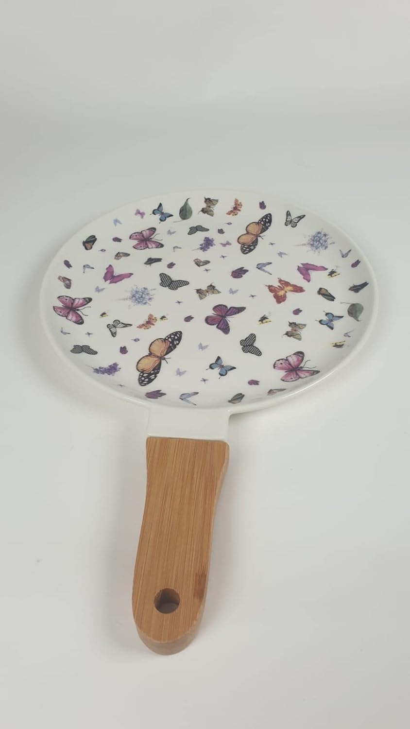 Saplı Porselen Pişirme Tabakları, Meyve, Salata, Sunum Tabağı (Kelebek)