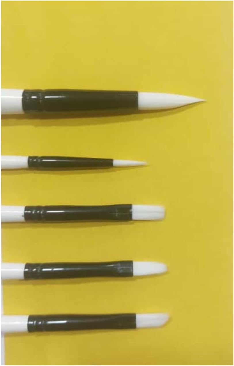 5'li Karışık Sentetik Akrilik Fırça Seti, Yağlı Boya için, 2.5mm Genişlik, 15cm Sap Uzunluğu, 6 Parça, Standart Boy