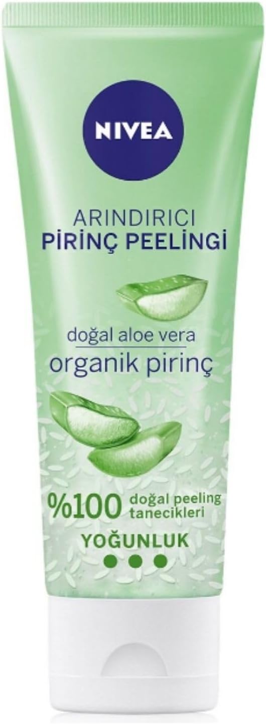 Arındırıcı Organik Pirinç Peeling 75 ml, Karma Ciltler, Aloe Vera ile Yüz Bakım, Cildi Arındırır, Etkili Yüz Temizleme