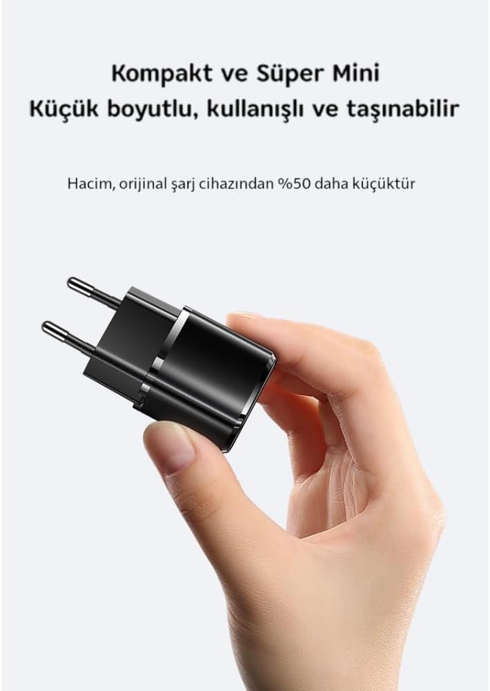 20W PD Hızlı Şarj Adaptörü | iPhone ve Tüm USB-C Cihazlar için Süper Hızlı Şarj | Kompakt ve Taşınabilir Tasarım