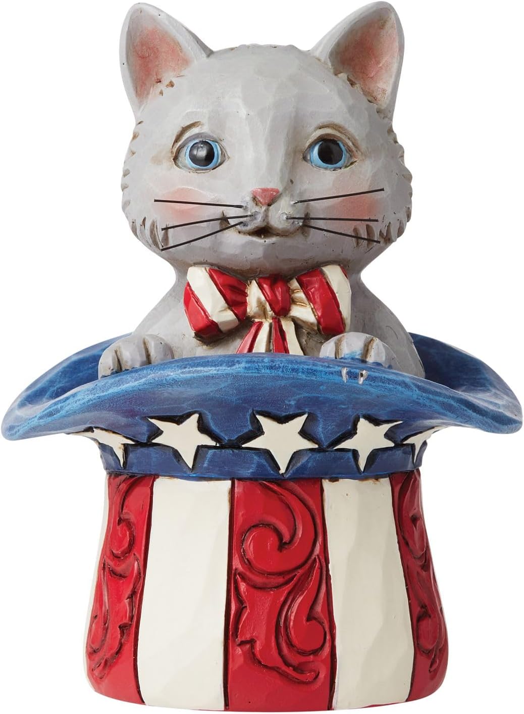 Jim Shore Heartwood Creek Patriotik Kedi Silindir, Minyatür Figür, 8,9 cm, Çok Renkli
