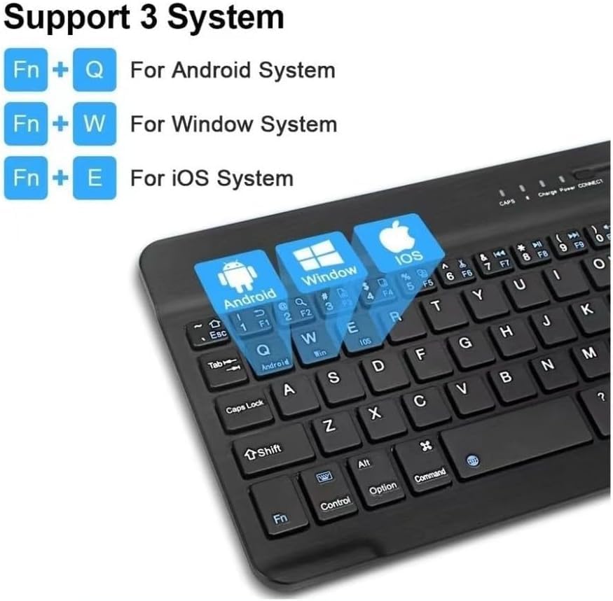 Mk-4 Kablosuz Ergonomik Apple-Android-Windows Manyetik Tablet Kılıf Uyumlu Klavye Mouse Kiti(Türkçe Q Klavye) Siyah