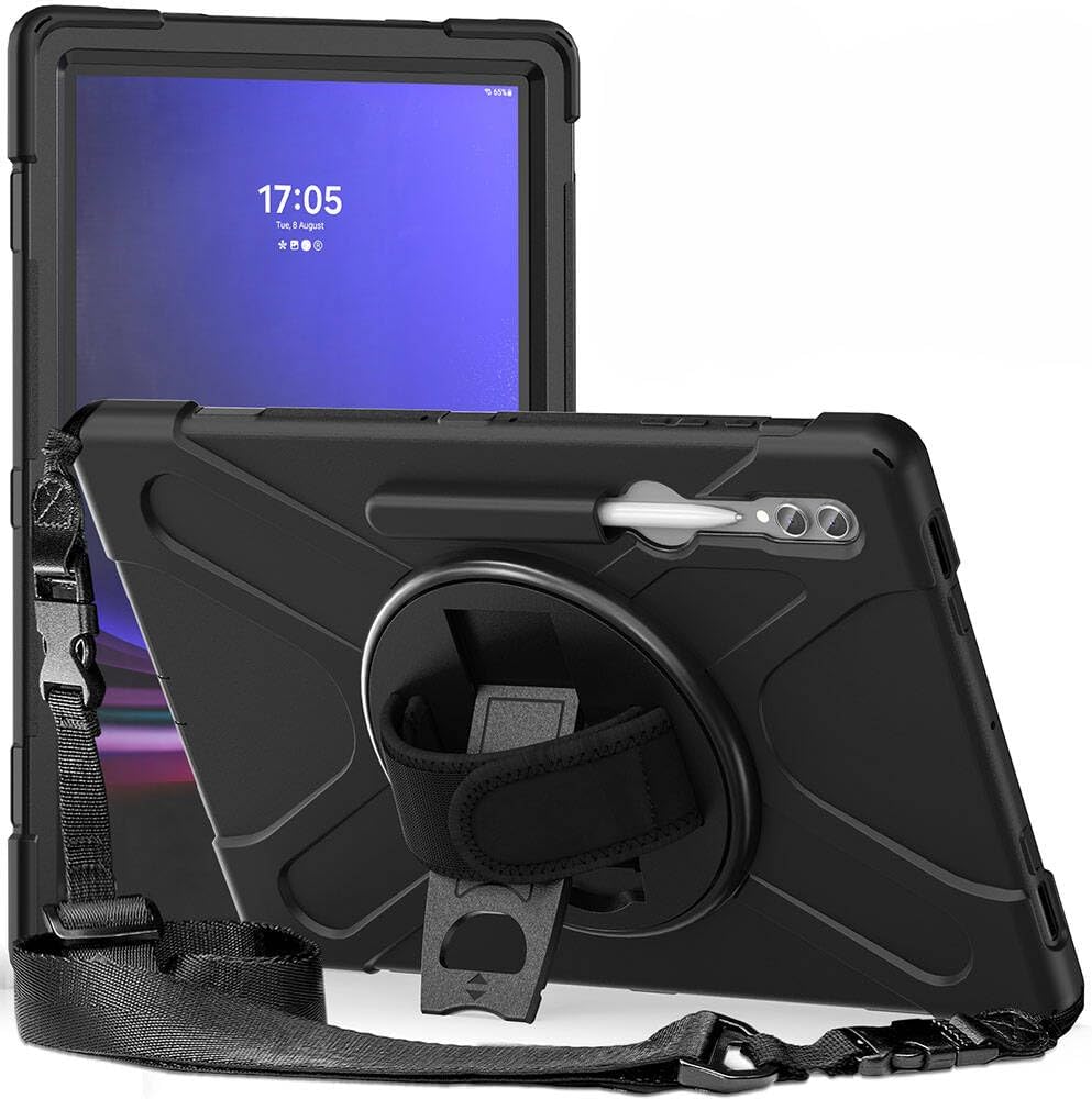Samsung Galaxy Tab S11 Ultra SM-X930 X936B ile Uyumlu Kılıf Silikon Ayarlanabilir Standlı Darbe Korumalı Askılı Tank Tablet Kılıfı