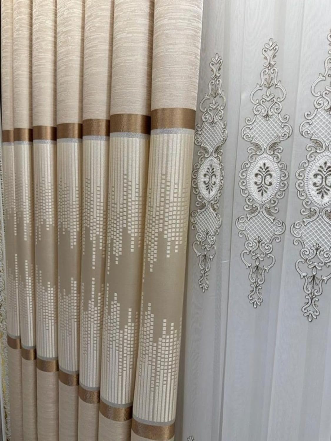 Amasra Ft614164 V-101 Krem 1/3 Sık Pileli Fon Perde Apm