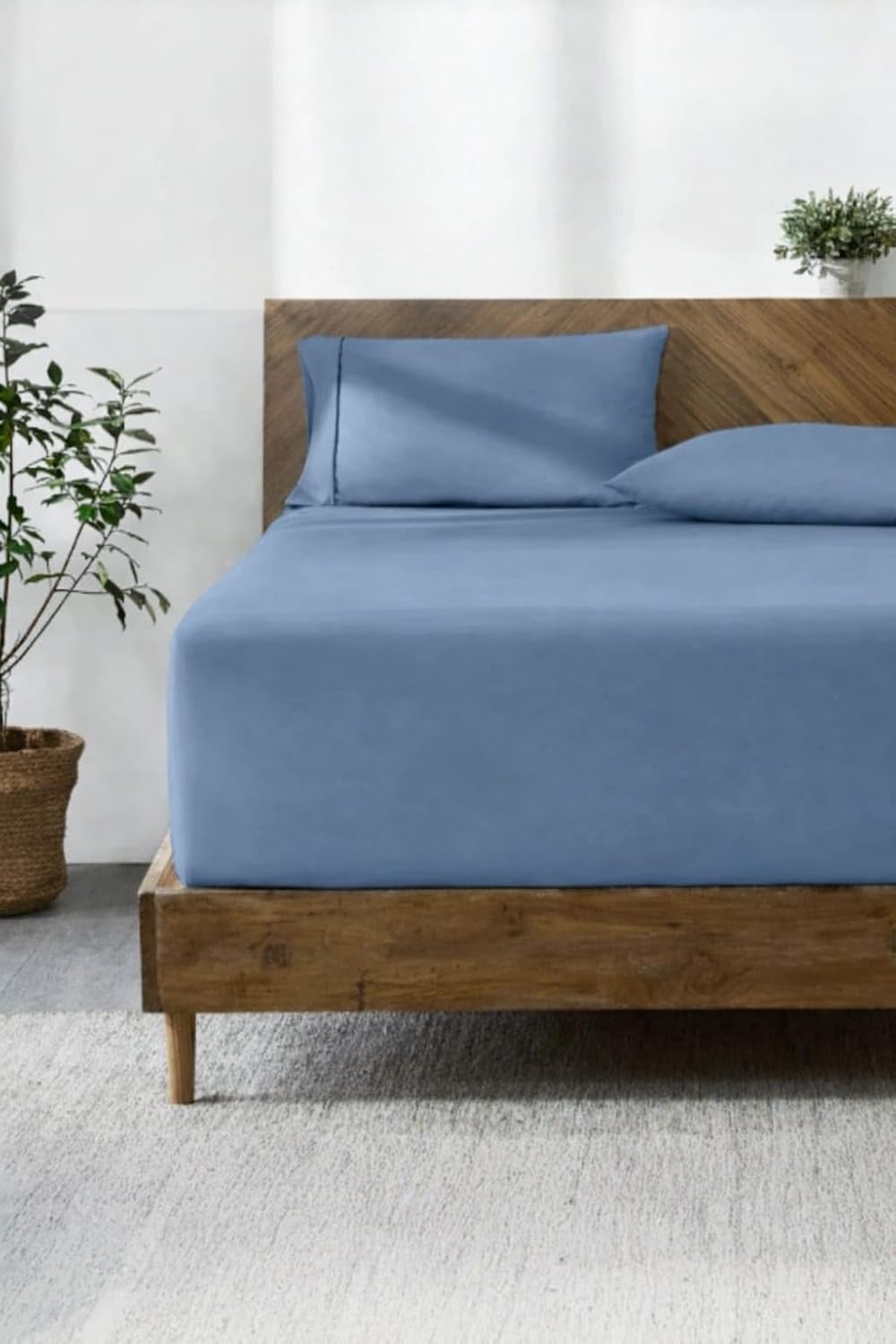 Lastikli & Hipoalerjenik Çarşaf%100 Pamuk Penye Kumaş Mavi 120x200, LUXCARSAF
